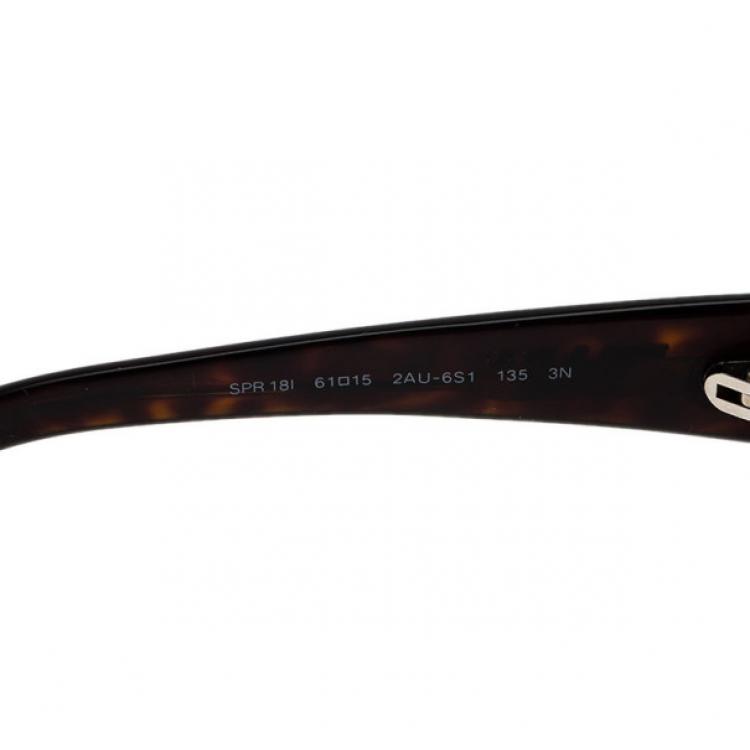 Pre Owned Prada Tortoise Butterfly Frame SPR 18I Sunglasses