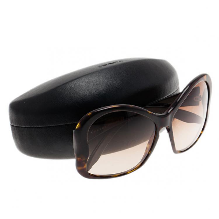 Pre Owned Prada Tortoise Butterfly Frame SPR 18I Sunglasses