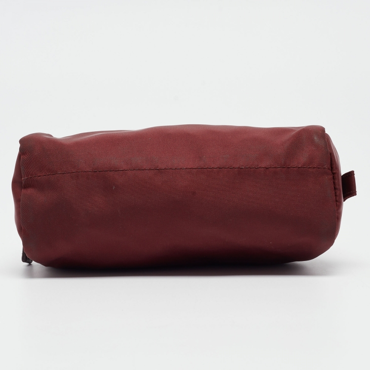 Pre Owned Prada Burgundy Nylon Cosmetic Pouch