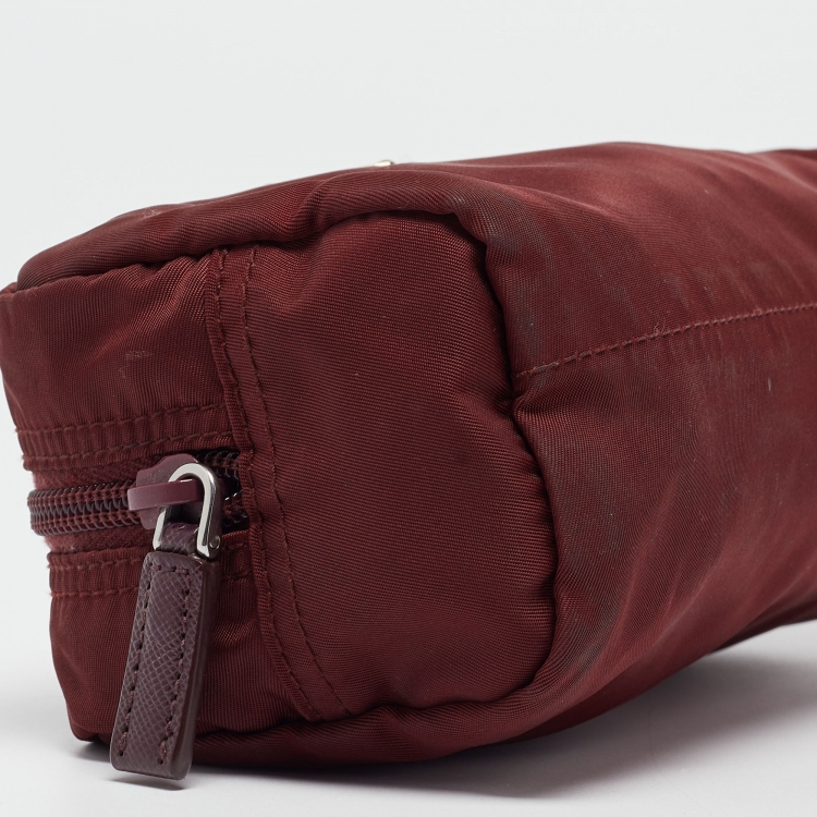 Pre Owned Prada Burgundy Nylon Cosmetic Pouch