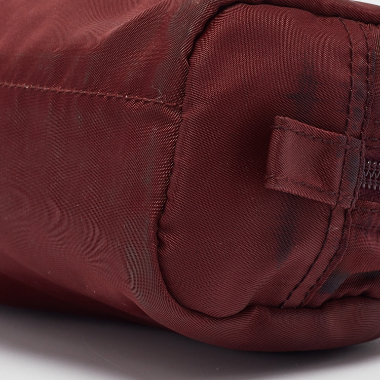 Pre Owned Prada Burgundy Nylon Cosmetic Pouch