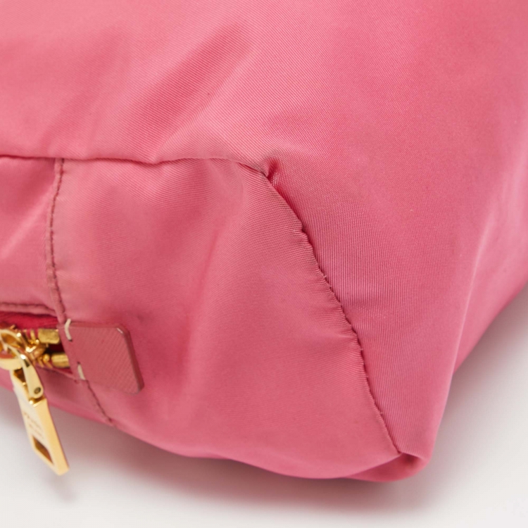 Pre Owned Prada Pink Nylon Oversized Cosmetic Pouch