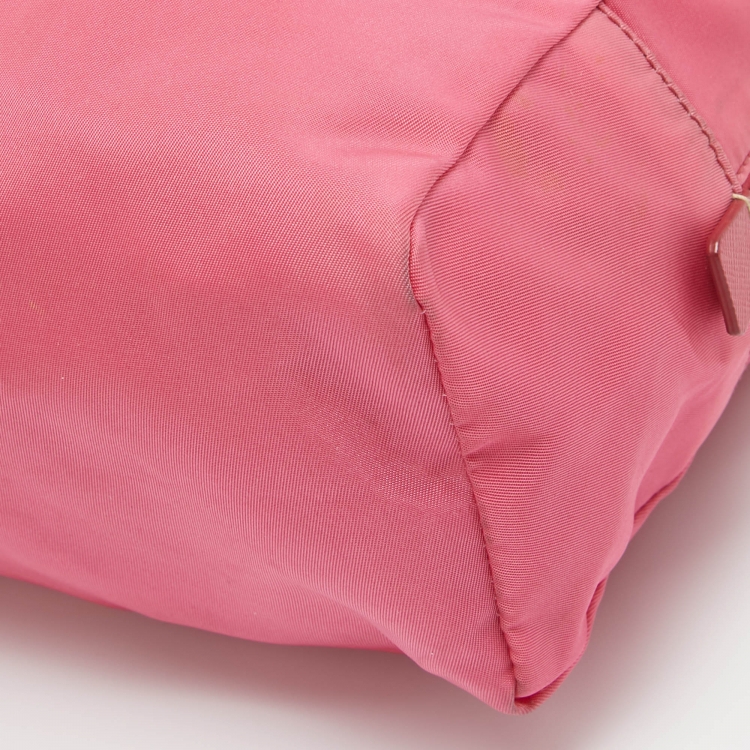 Pre Owned Prada Pink Nylon Oversized Cosmetic Pouch