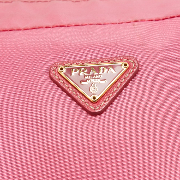 Pre Owned Prada Pink Nylon Oversized Cosmetic Pouch