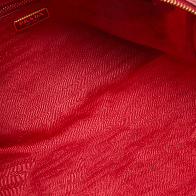 Pre Owned Prada Pink Nylon Oversized Cosmetic Pouch