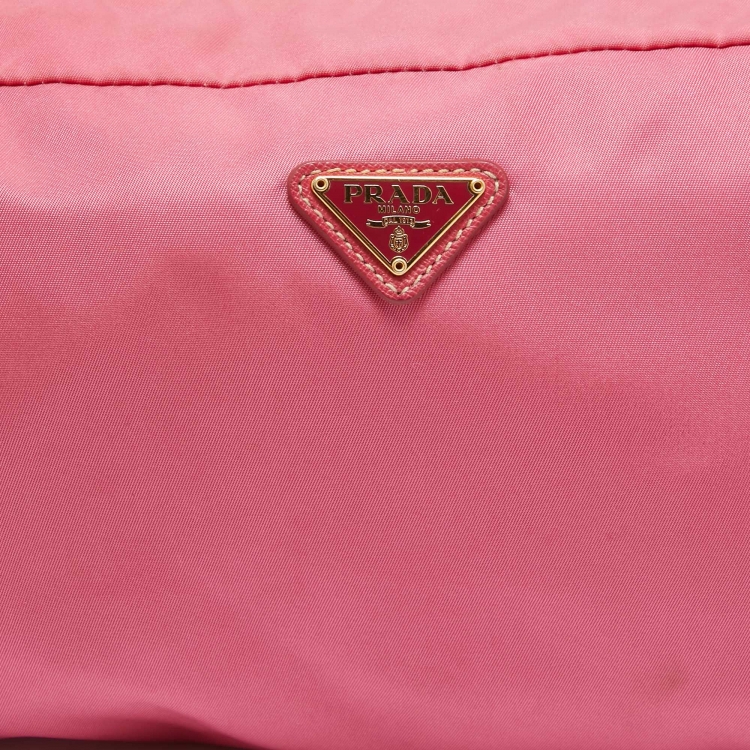 Pre Owned Prada Pink Nylon Oversized Cosmetic Pouch