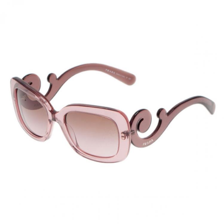 Pre Owned Prada Purple Baroque Rectangle Sunglasses