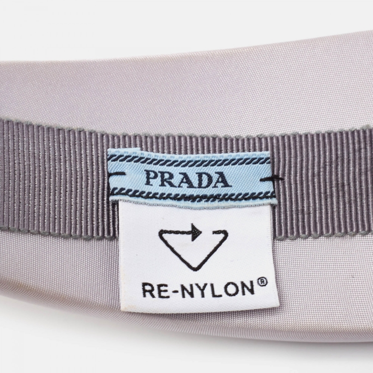 Pre Owned Prada Light Purple Metal Triangle Applique Nylon Headband