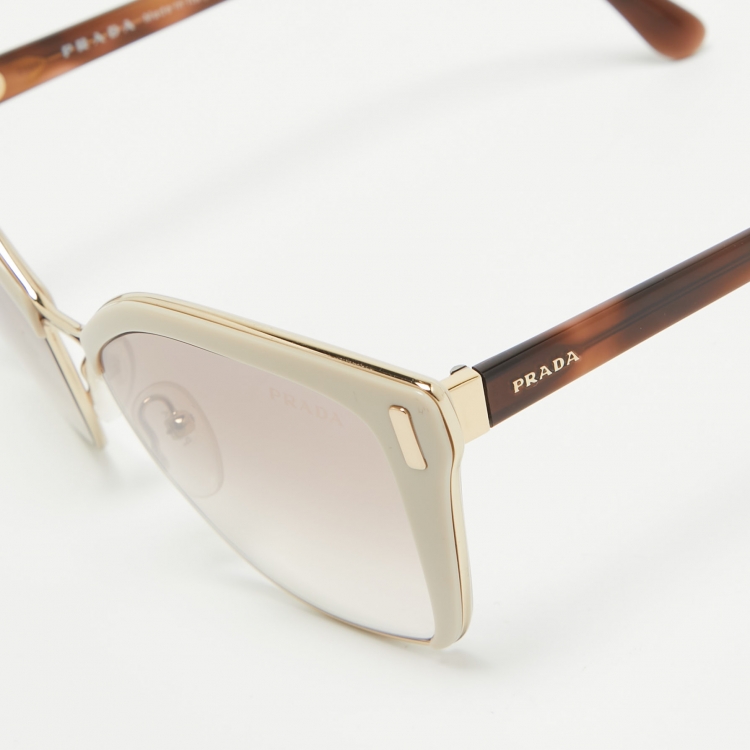 Pre Owned Prada Brown Gradient Frame SPR 56T Cat Eye Sunglasses