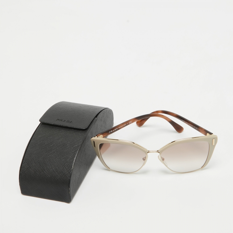 Pre Owned Prada Brown Gradient Frame SPR 56T Cat Eye Sunglasses