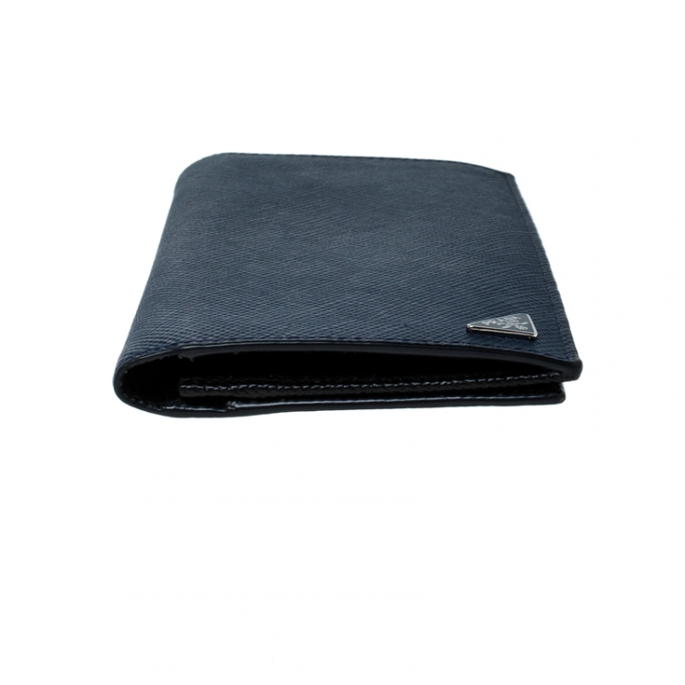 Pre Owned Prada Blue Saffiano Leather Bifold Long Wallet