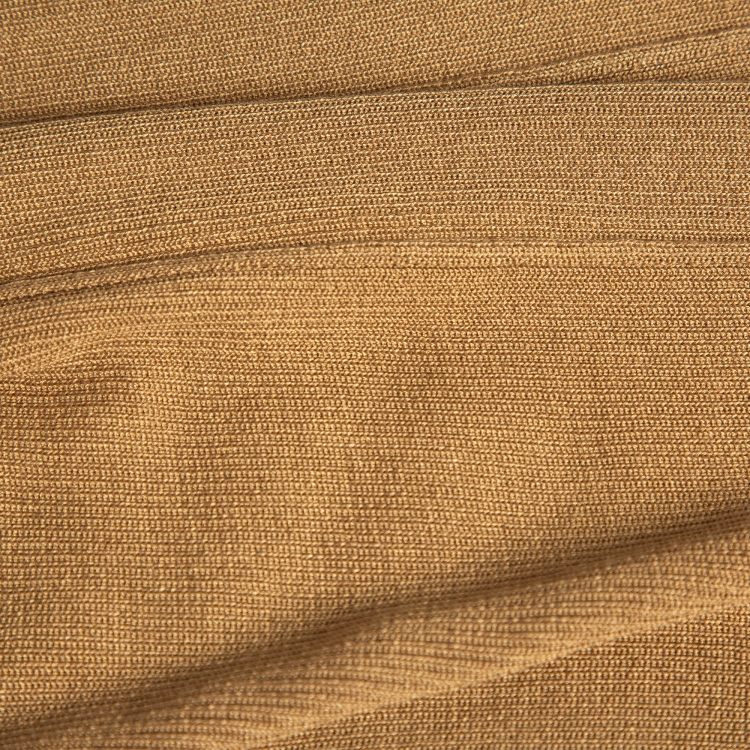Pre Owned Prada Beige Rib Knit Midi Skirt S