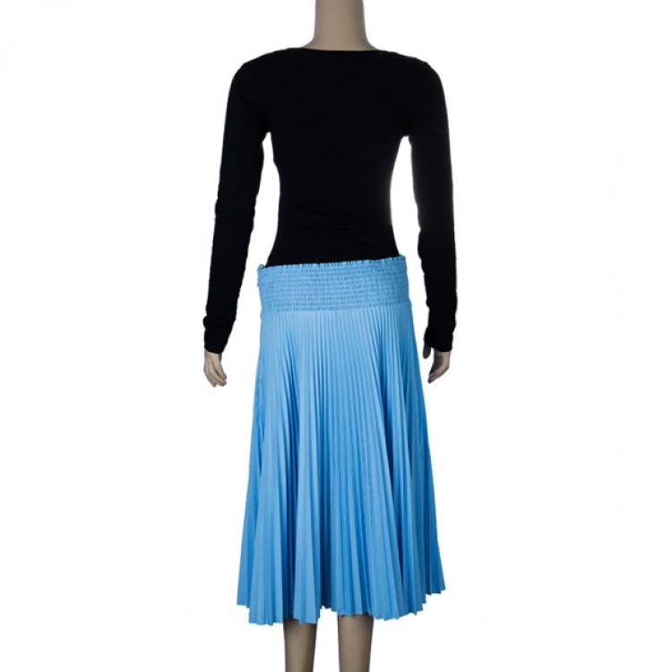 Pre Owned Prada Light Blue High Waist Pleated Skirt M