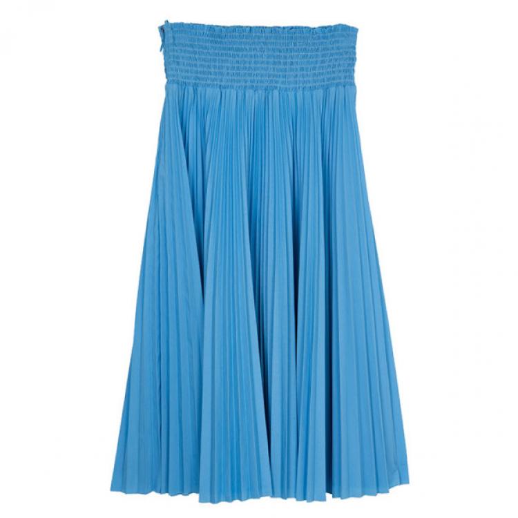 Pre Owned Prada Light Blue High Waist Pleated Skirt M