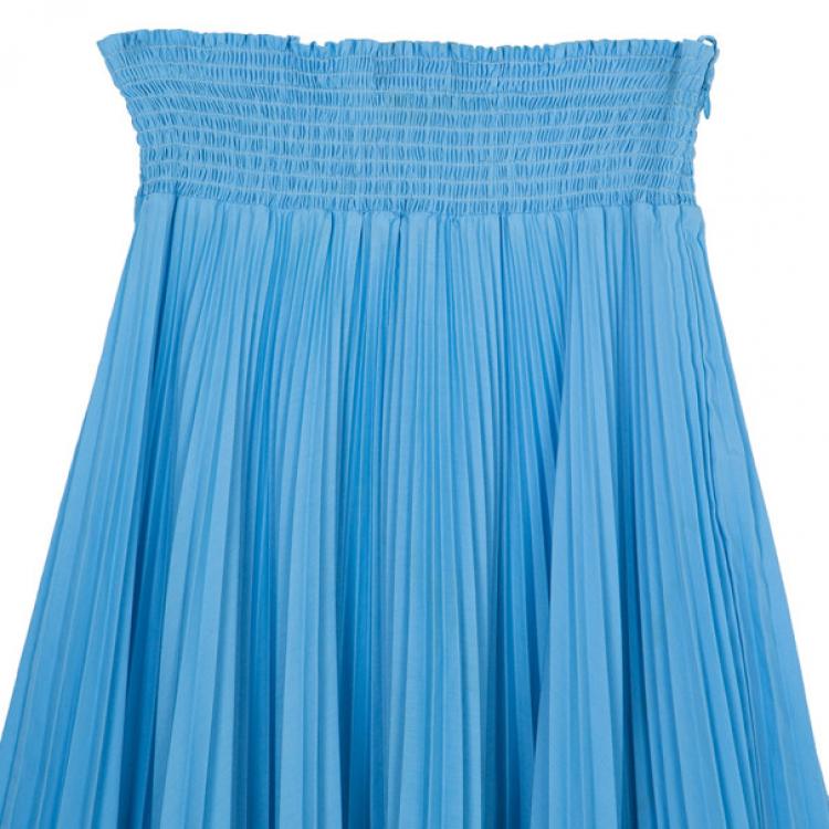 Pre Owned Prada Light Blue High Waist Pleated Skirt M