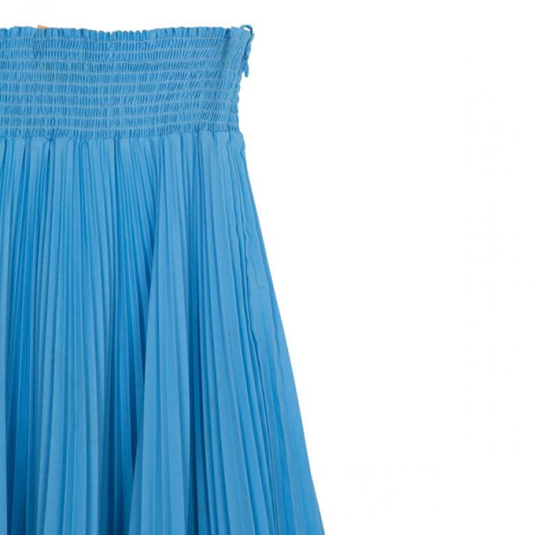 Pre Owned Prada Light Blue High Waist Pleated Skirt M