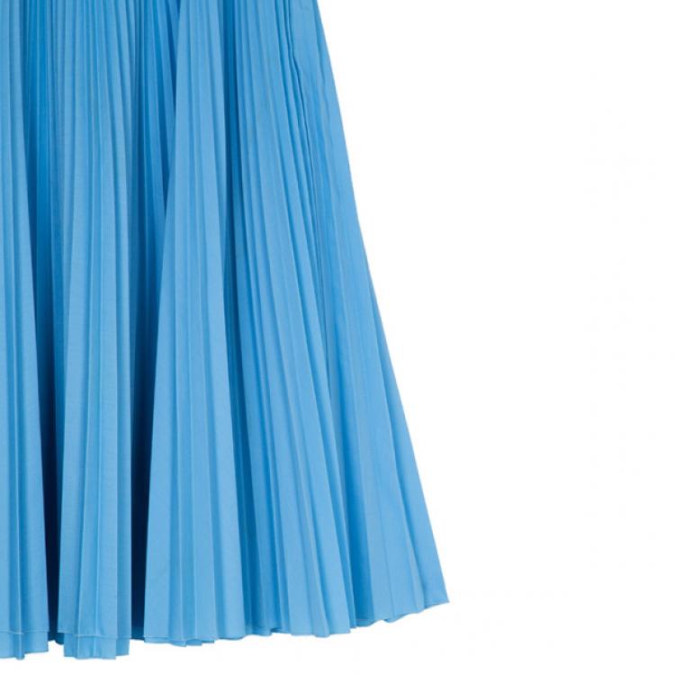 Pre Owned Prada Light Blue High Waist Pleated Skirt M