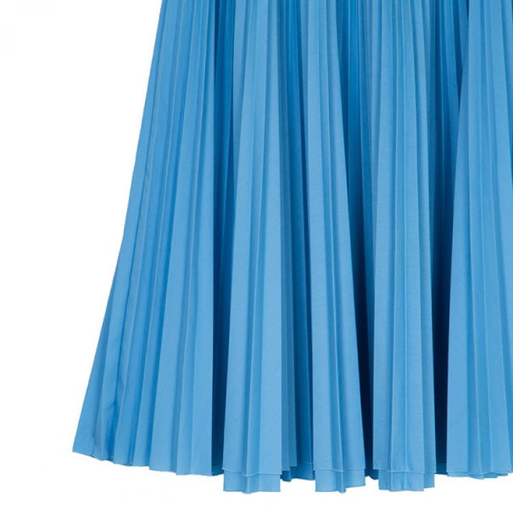 Pre Owned Prada Light Blue High Waist Pleated Skirt M