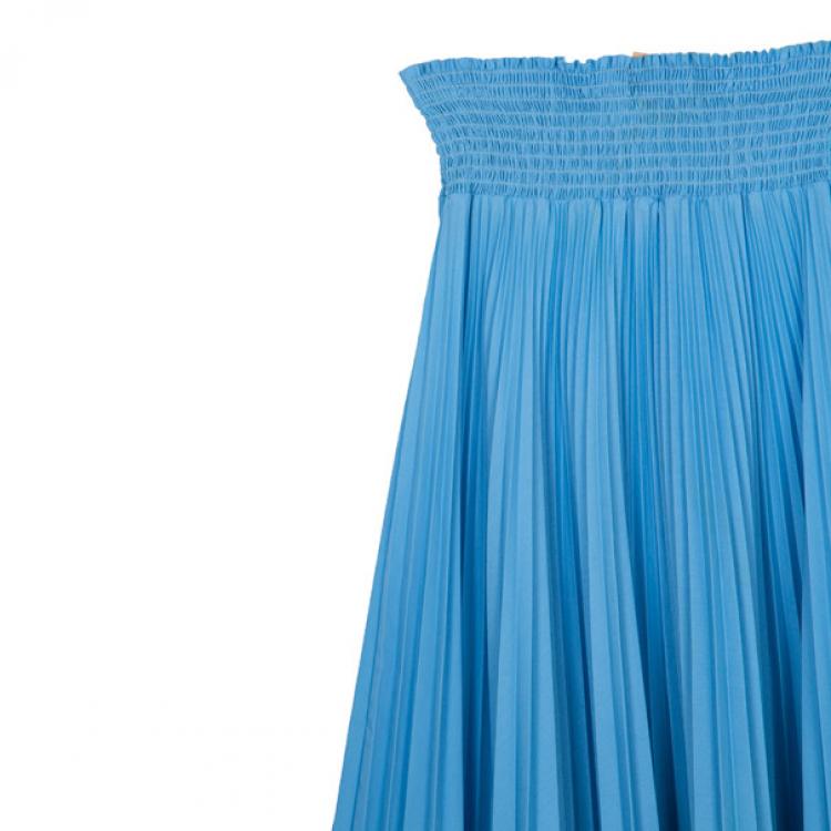 Pre Owned Prada Light Blue High Waist Pleated Skirt M