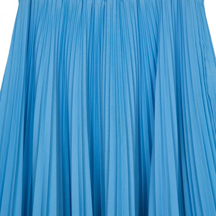 Pre Owned Prada Light Blue High Waist Pleated Skirt M
