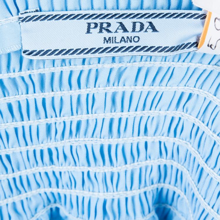 Pre Owned Prada Light Blue High Waist Pleated Skirt M