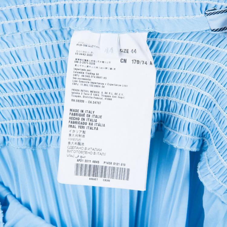 Pre Owned Prada Light Blue High Waist Pleated Skirt M
