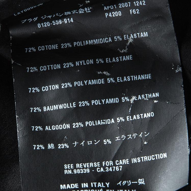 Pre Owned Prada Black Ruched Long Sleeve Blouse M