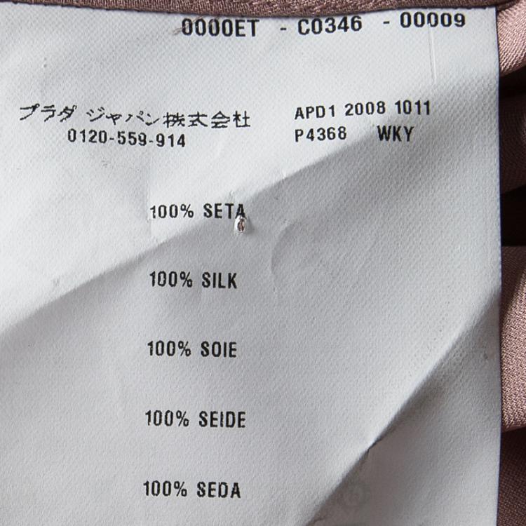 Pre Owned Prada Dull Pink Silk Draped Front Detail Short Sleeve Shirt L