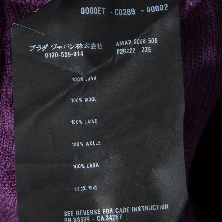 Pre Owned Prada Purple Wool Ruffle Detail Sleeveless Top M