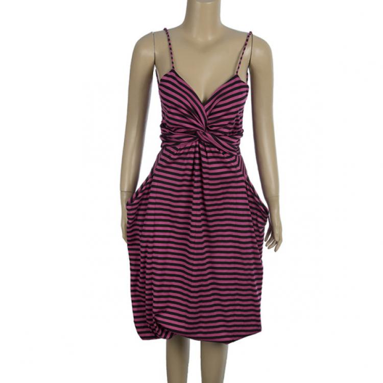 مملوكة مسبقًا Prada Striped Strapless Dress M