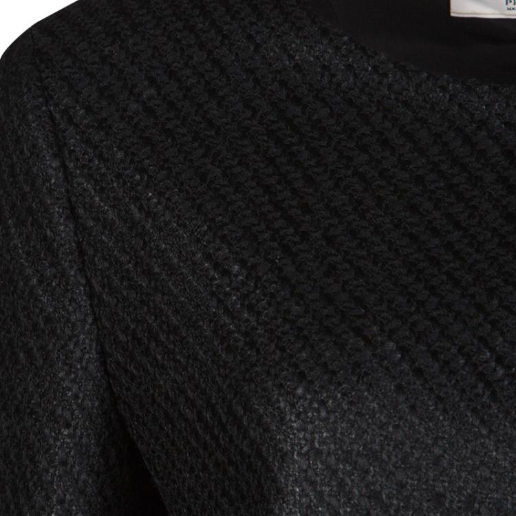 Pre Owned Prada Black Textured Wool Buttoned Box Jacket M
