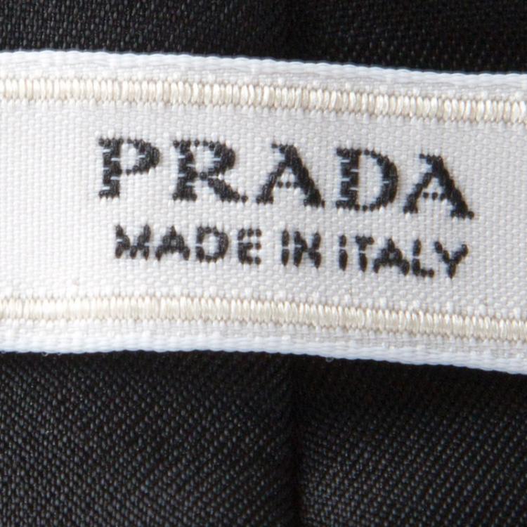 Pre Owned Prada Black Textured Wool Buttoned Box Jacket M