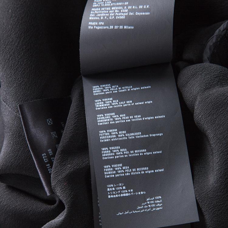 Pre Owned Prada Black Contrast Gold Leather Trim Long Sleeve Dress M