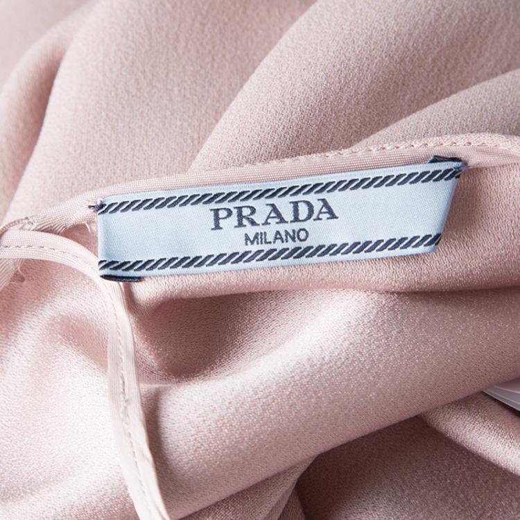 Pre Owned Prada Pale Pink Crystal Strap Cutout Back Maxi Dress S