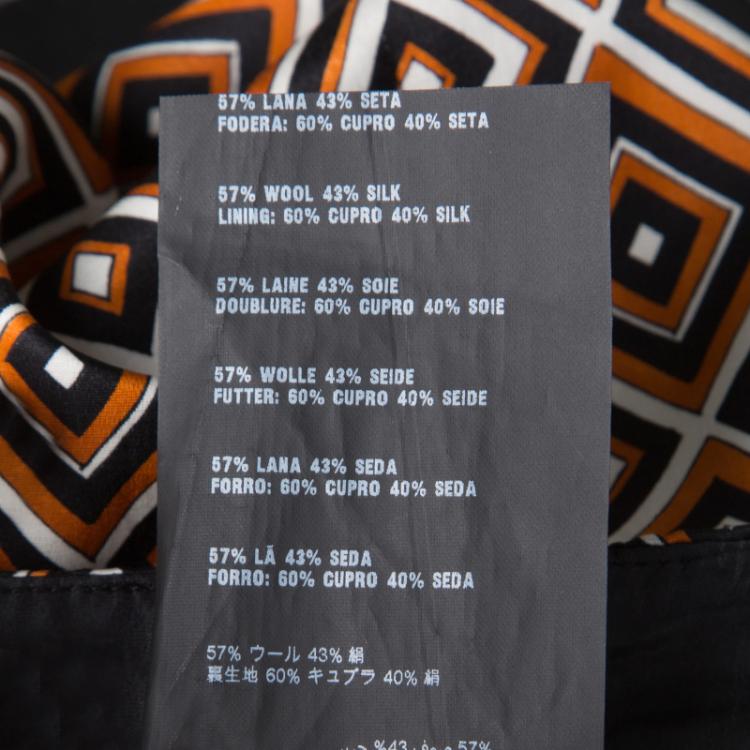 Pre Owned Prada Multicolor Diamond Print Silk And Wool Blend Cropped Pants M