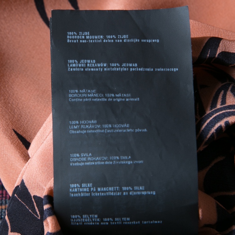 Pre Owned Prada Peach Tropical Floral Printed Silk Crop Top L