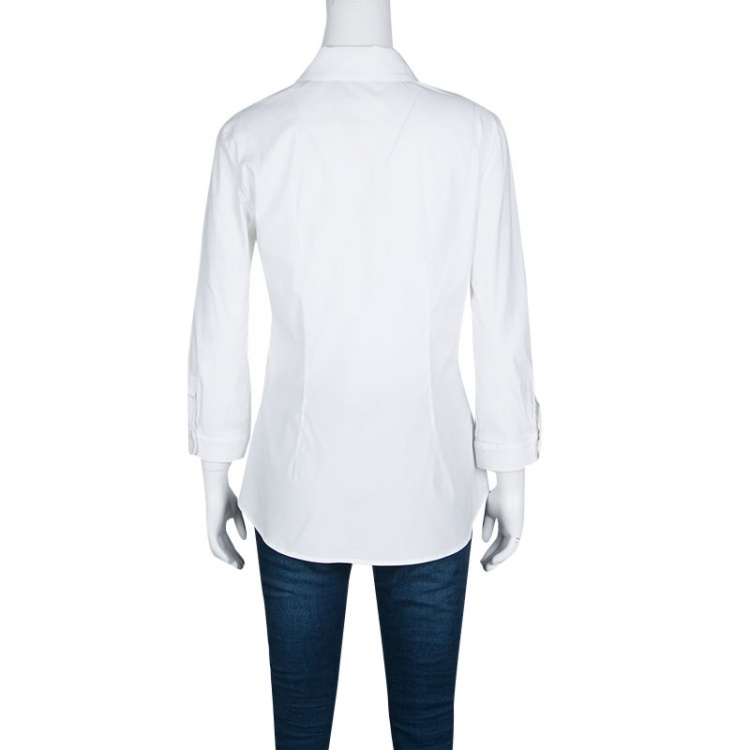 Pre Owned Prada White Cotton Long Sleeve Button Front Shirt L