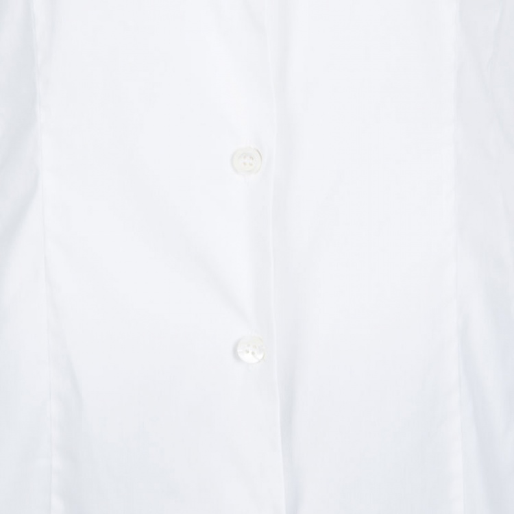 Pre Owned Prada White Cotton Long Sleeve Button Front Shirt L