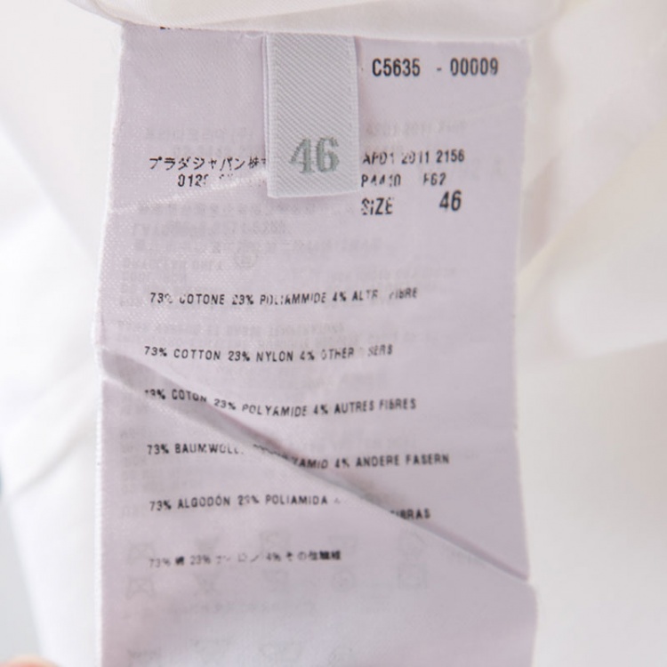 Pre Owned Prada White Cotton Long Sleeve Button Front Shirt L