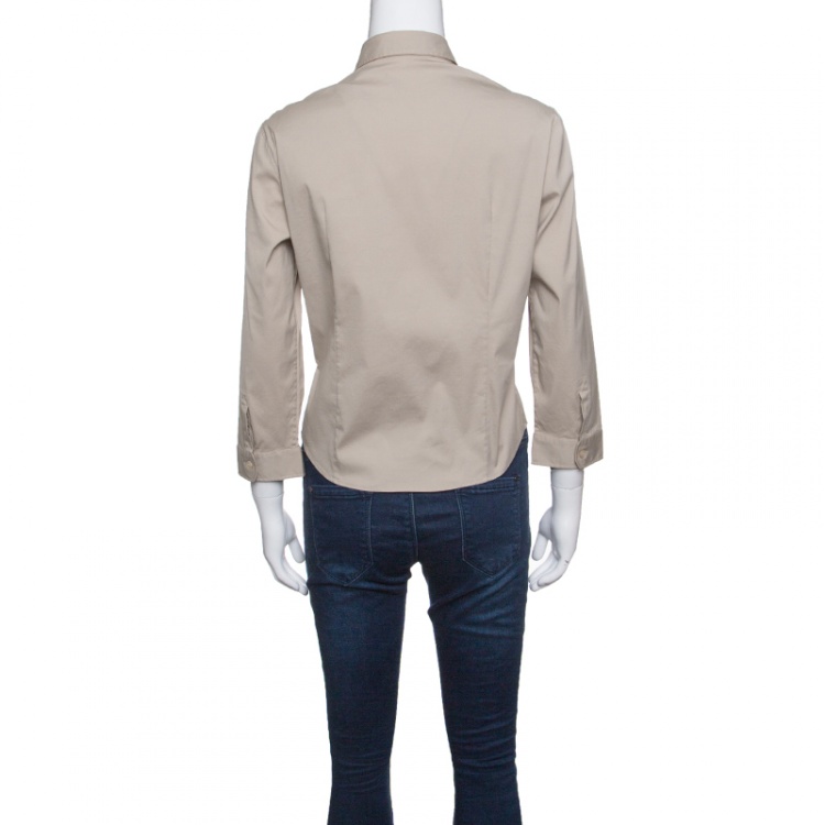 Pre Owned Prada Beige Long Sleeve Button Front Shirt M