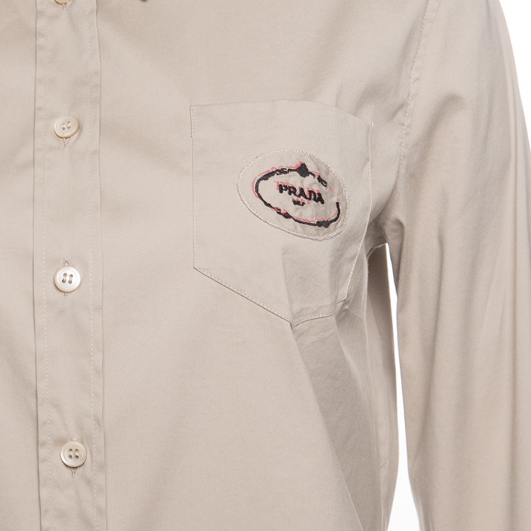 Pre Owned Prada Beige Long Sleeve Button Front Shirt M