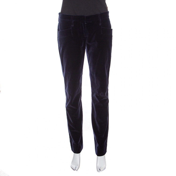 womens blue velvet pants