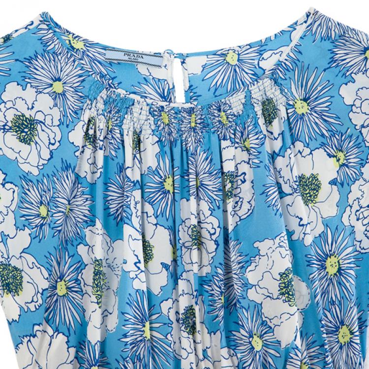 Pre Owned Prada Blue Floral Top M
