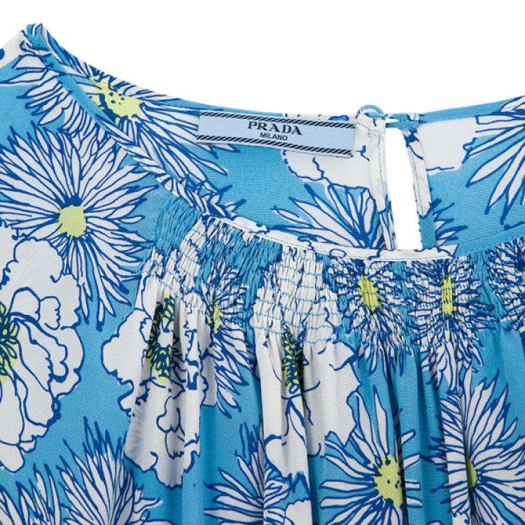 Pre Owned Prada Blue Floral Top M