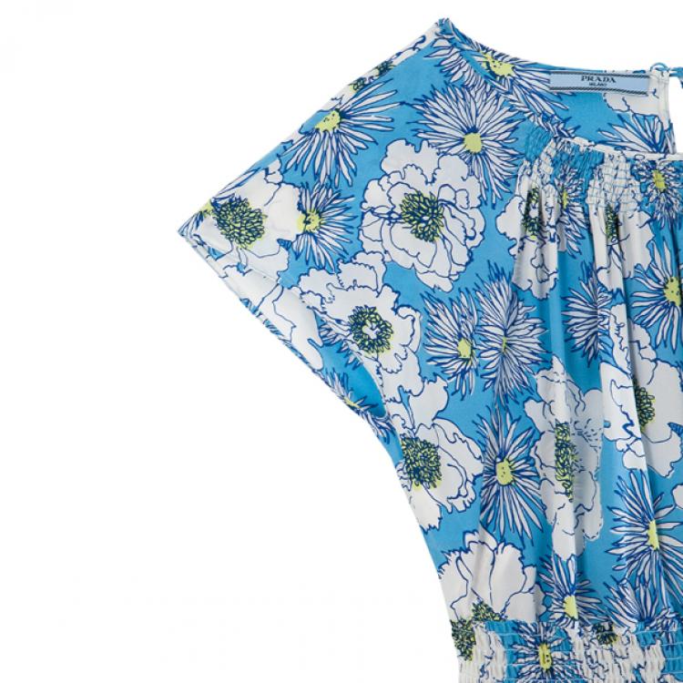 Pre Owned Prada Blue Floral Top M