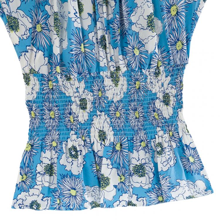 Pre Owned Prada Blue Floral Top M