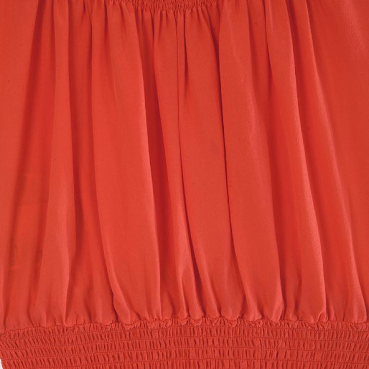 Pre Owned Prada Red Pleated Top M