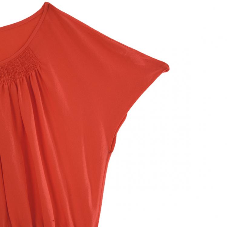 Pre Owned Prada Red Pleated Top M