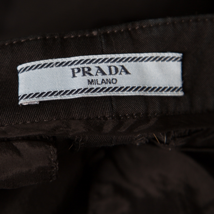 مملوكة مسبقًا Prada Black Cotton Tailored Pants S