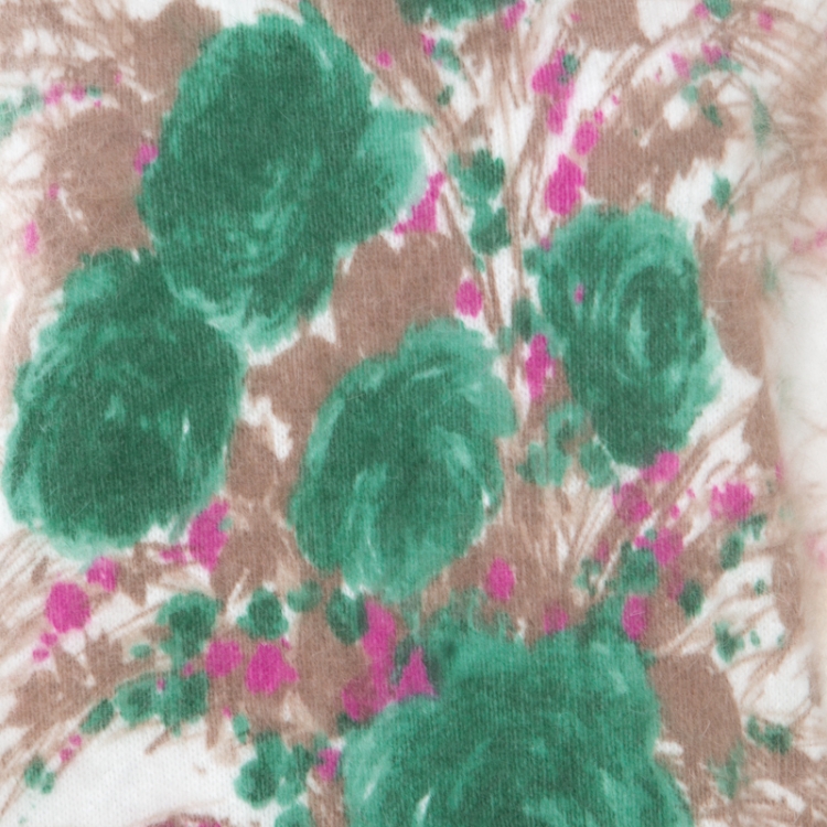 Pre Owned Prada Off White Floral Intarsia Pattern Fuzzy Angora Sweater M